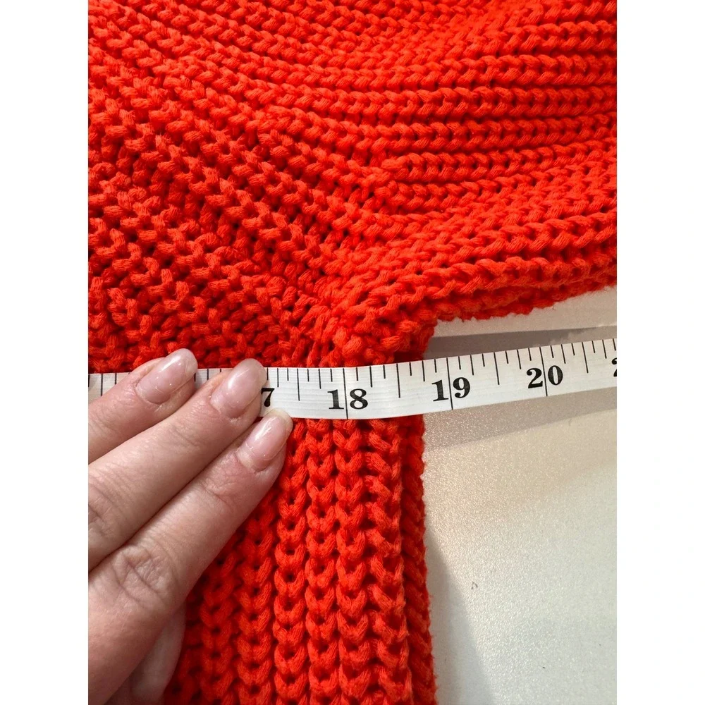 J Crew Bright Orange Ribbed Chunky Crew Neck Sweater Size‎ S Cozy Cottagecore